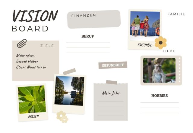 Dein Vision Board Planer in Beige für alle Lebensbereiche – als Leinwand gestalten